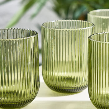 Palermo Set Of Four Green Ribbed Tumblers, 4 of 8