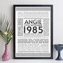 Personalised 40th Birthday Print Year 1985 Facts Gift, thumbnail 10 of 11