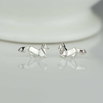 Stunning Silver Origami Fox Earrings, 2 of 4