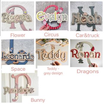 Personalised Name Sign For Kids Wall Initial Door Sign, 6 of 12