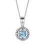 Birthstone And Diamond Halo Pendant Necklace, thumbnail 7 of 8