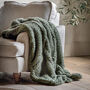 Cable Knit Diamond Throw In Dark Olive, thumbnail 1 of 3