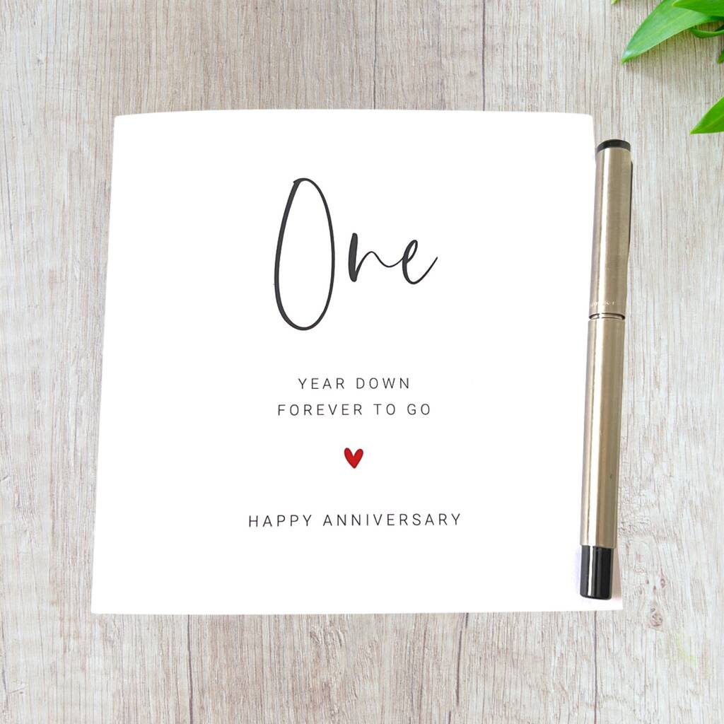 1st Wedding Anniversary Card One Year Down By The Dogs Collars UK