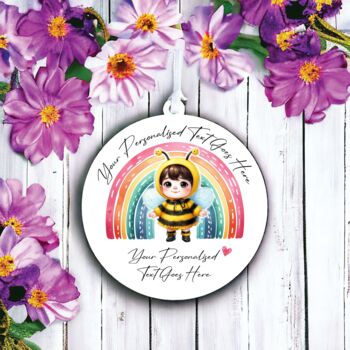 Personalised Cute Child Bee Rainbow Decoration, 2 of 2