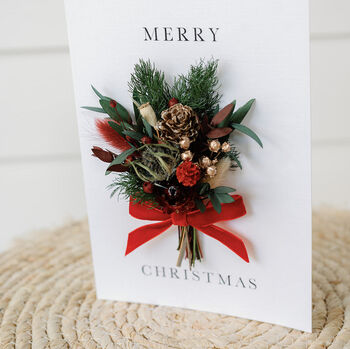 Merry Christmas Dried Flower Bunch Greetings Card, 3 of 6
