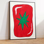 Wavy Tomato Art Print – Hand Drawn Abstract Fruit Illustration And Kitchen Wall Art, thumbnail 4 of 6