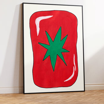 Wavy Tomato Art Print – Hand Drawn Abstract Fruit Illustration And Kitchen Wall Art, 4 of 6