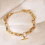18ct Gold Plated Mini T Bar Chain Bracelet, thumbnail 3 of 9