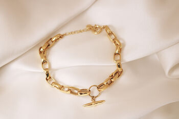 18ct Gold Plated Mini T Bar Chain Bracelet, 3 of 9