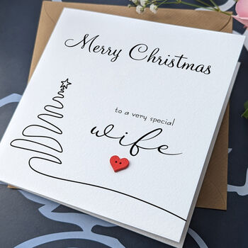 Wife Christmas Card, 3D Wooden Heart, 3 of 4