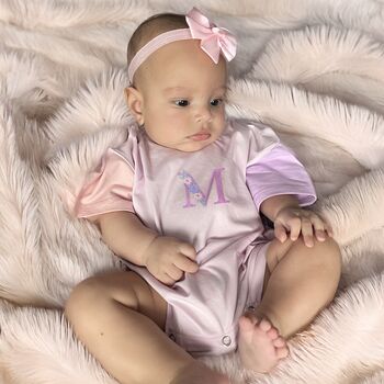 Personalised Embroidered T Shirt Romper With Floral Initial, 2 of 2