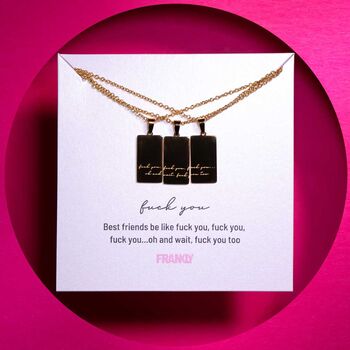 Fuck You Three Pc 18k Gold Plated Friendship Necklace, 3 of 11