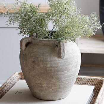 Aged Clay Vase With Handles, 3 of 4