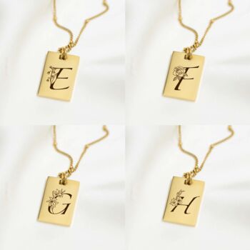 Personalised Birth Flower And Initial Tag Necklace, 9 of 12