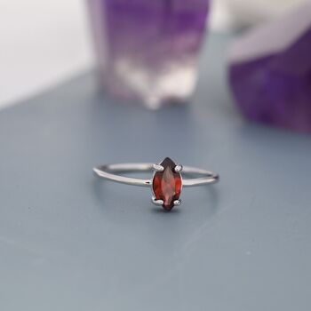 Genuine Red Garnet Ring In Sterling Silver, 4 of 10