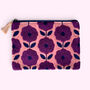 Embroidered Velvet Make Up Bag | Everyday Pouch | Purple And Blue Pop Flower, thumbnail 1 of 4