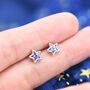 Sterling Silver Amethyst Purple Cz Star Stud Earrings, thumbnail 2 of 10