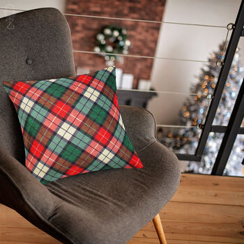 Xmas Christmas Cushion Cover With Plaid Pattern, 4 of 8