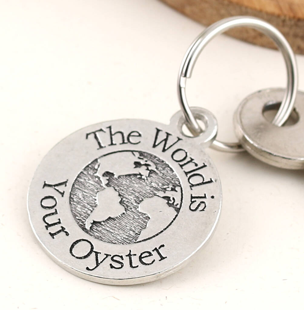 Image of The World Is Your Oyster Personalised Pewter Keyring