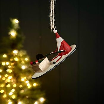 Sitting Santa On A Paddle Board Hanging Decoration, 2 of 2