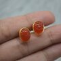 Carnelian Stud Earrings: Silver Or Gold, thumbnail 3 of 9