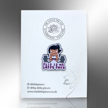 This Is My Happy Face Weightlifting Enamel Lapel Pin Badge, Fitness, Gym Gifts, 4 of 8