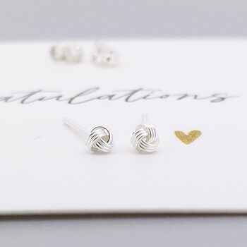 Mini Sterling Silver Love Knot Stud Earrings, 5 of 7