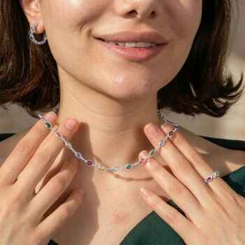Colourful Multi Gemstone Sterling Silver Chain Necklace, 3 of 5