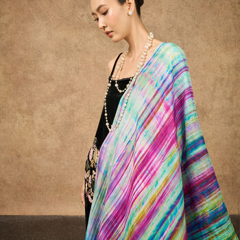 100% Mulberry Silk Scarf, Rainbow Colour In Gift Box, 8 of 12