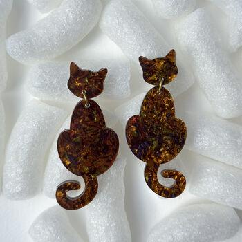 Abalone Cat Dangle Earrings, 8 of 11