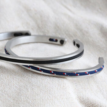 Men's Personalised Cord And Stainless Steel Bangle, 8 of 12