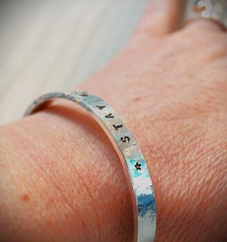 Personalised Flat Fronted Silver Bangle –, 5 of 6