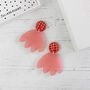 Pink Acrylic Flower Dangly Earrings, thumbnail 1 of 4