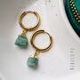 Raw Emerald Hoop Earrings, thumbnail 5 of 10