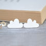 Lucky Happy Cloud Earring Studs In Sterling Silver, thumbnail 1 of 3