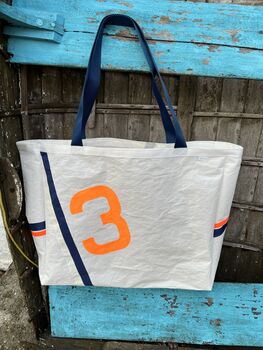 Blooper Large Upcycled Sailcloth Beach Bag, 4 of 5