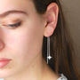 Sterling Silver Shining Star Threader Earrings, thumbnail 2 of 6