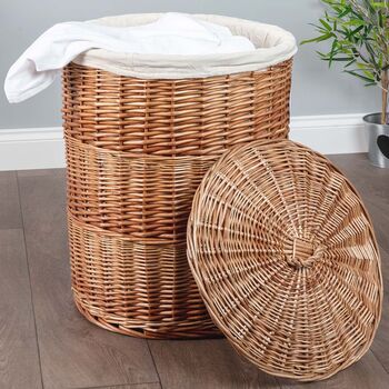 Large Round Laundry Basket With Lining, 3 of 6