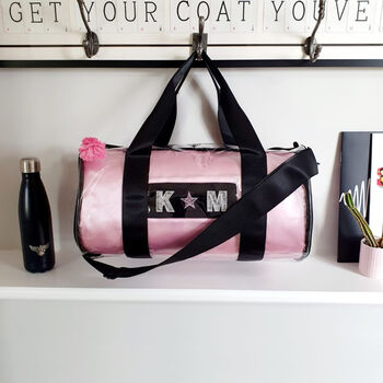 Pvc Kit Bag With Personalised Pale Pink Satin Liner, 4 of 5