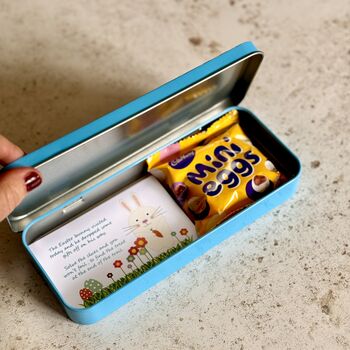 Personalised Easter Hunt And Eggs In Re Usable Tin, 3 of 7