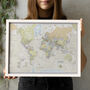 Framed Push Pin Classic World Map – Travel Tracker Canvas Pinboard, thumbnail 1 of 12