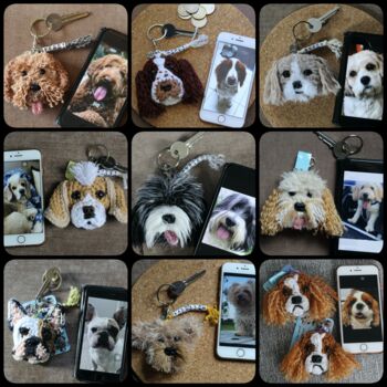Personalised Crochet Dog Face Keyring Letterbox Gift, 4 of 12