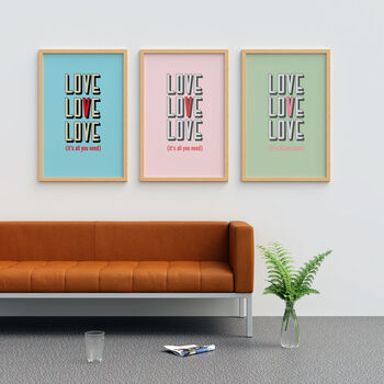 Love, Love, Love Typography Quote Art Print, 4 of 7