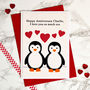 'Penguins' Personalised Anniversary Card, thumbnail 1 of 3
