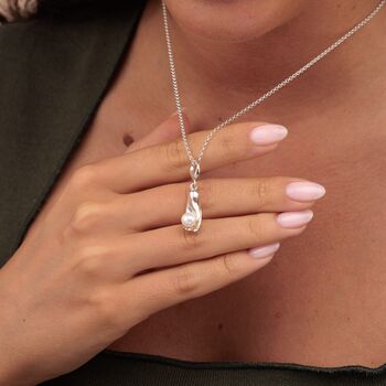 Sterling Silver Hand And Pearl Charm Necklace, 5 of 8