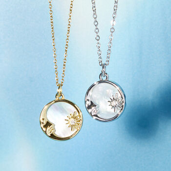 Mother Of Pearl Moon And Star Necklace, 2 of 8