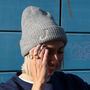 Embroidered Serif Initial Deep Cuff Beanie Hat, thumbnail 3 of 9