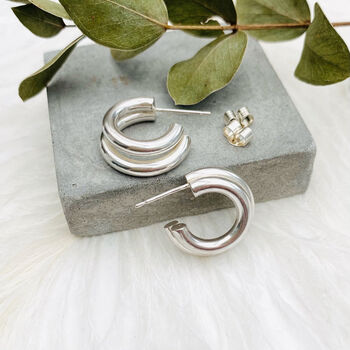 Chunky Double Hoops In Sterling Silver Or Gold Vermeil, 5 of 8