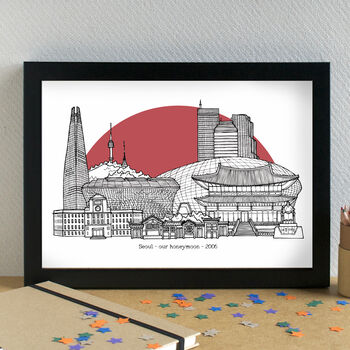 Seoul Skyline Travel Art Print Unframed, 3 of 6