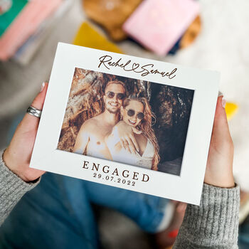 Couples Engaged Photo Frame Personalised Gift, 6 of 8